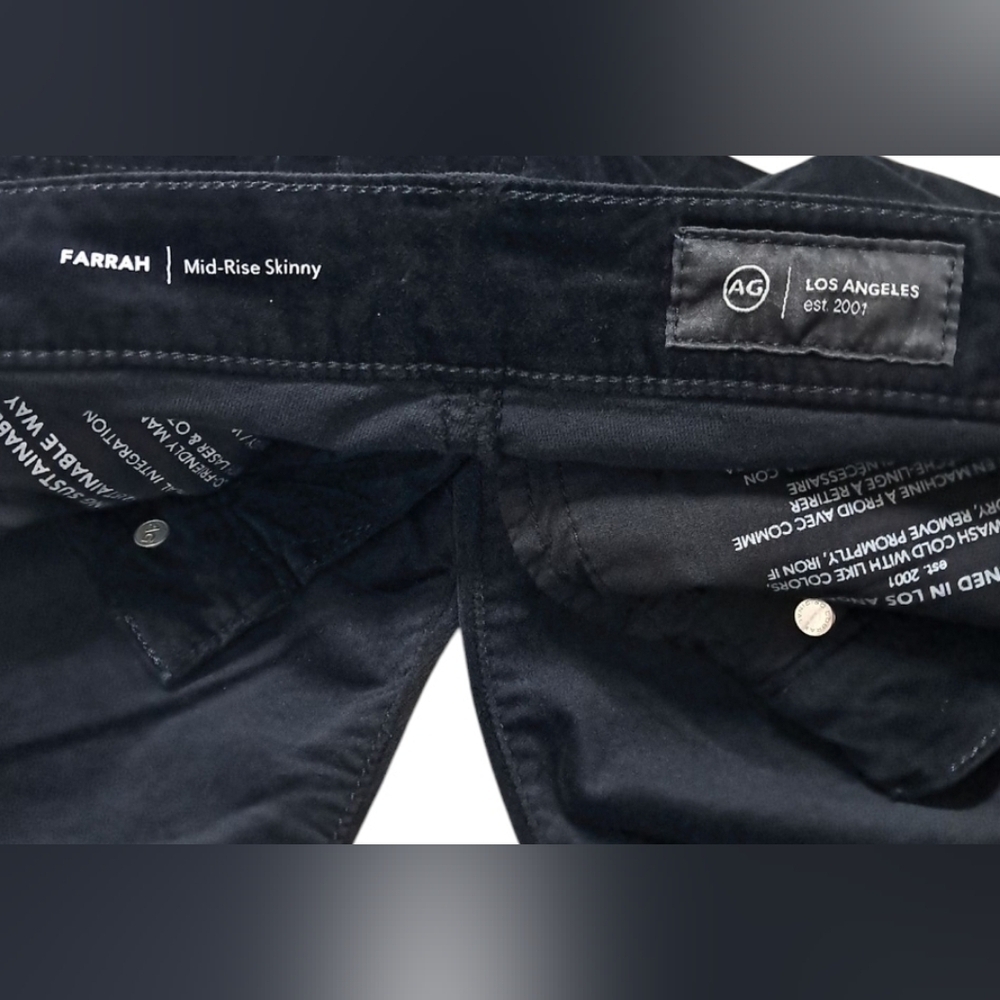 AG Farrah Velvet Skinny Jeans Black Size 31 - Picture 7 of 16